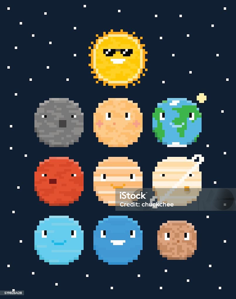 Solar System Stock Illustration - Download Image Now - Pixelated, Sun ...