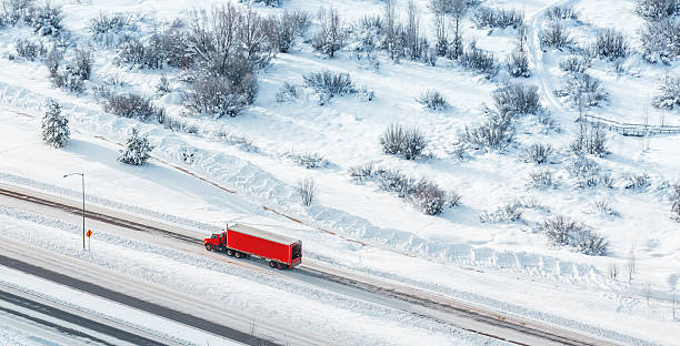 Semi-truck aerial shot