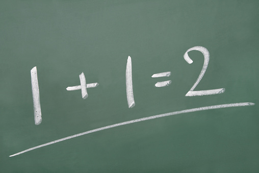 Math simple equation on chalk board