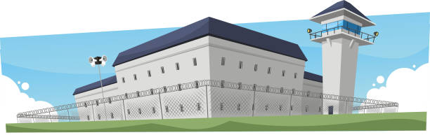 illustrazioni stock, clip art, cartoni animati e icone di tendenza di carcere carcere penitenziario building - lawbreaker