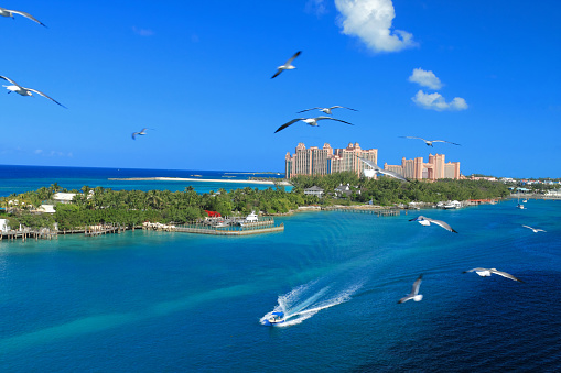 Atlantis hotel on Paradise Island in Nassau, Bahamas.