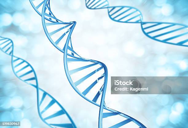 Genetic Strands Of Dna Molecules Magnified Stock Photo - Download Image Now - Blue, Close-up, DNA