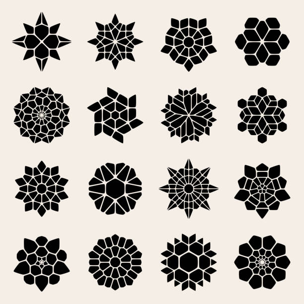 wektor czarny i biały mandali koronki ozdoby - kaleidoscope stock illustrations