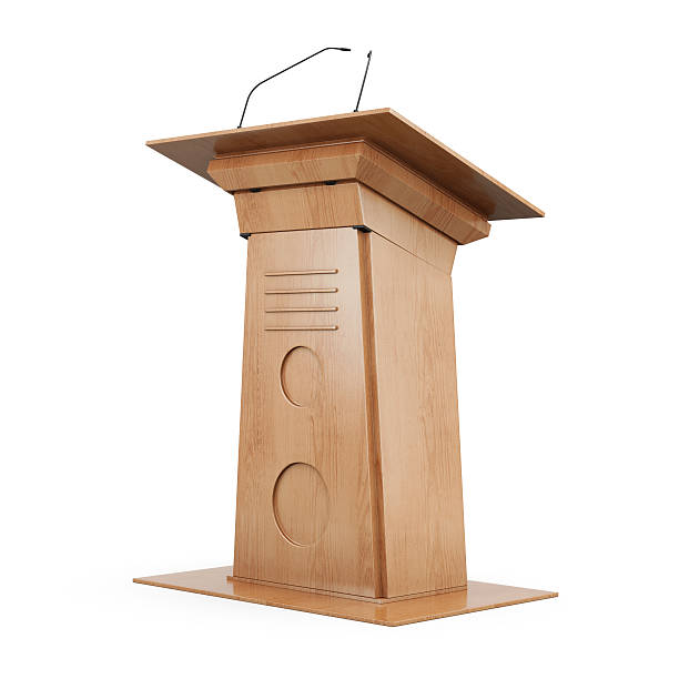 istock Wooden tribune isolated on white background. 3d rendering 519834274