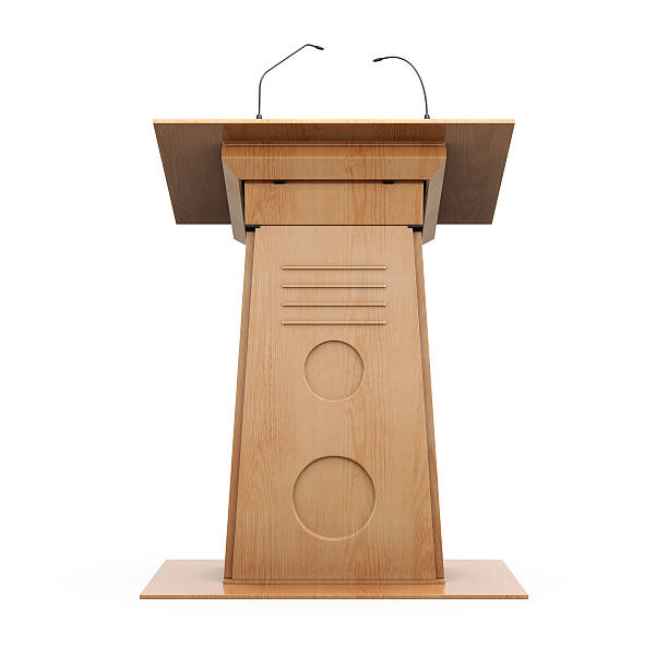 istock Wooden grandstand frontal view isolated on white background. 3d 519834310