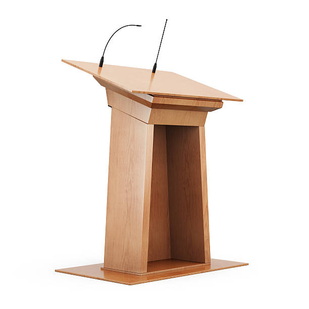 istock Wooden tribune isolated on white background. 3d render image 519834356