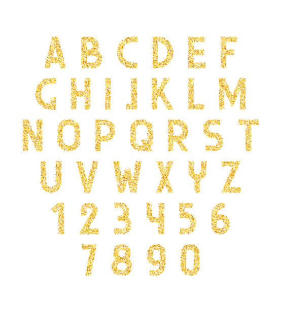 istock Font gold. Alphabet of placer gold 519834504