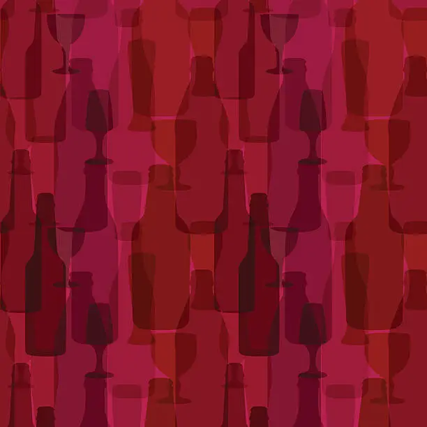Vector illustration of Seamless background with bottles and glasses
