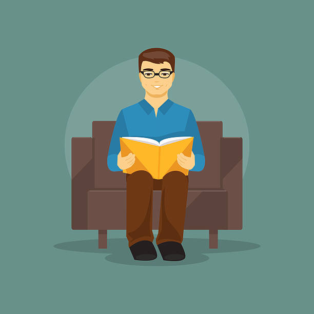 человек, читая книгу. векторная иллюстрация - advice reading student glasses stock illustrations