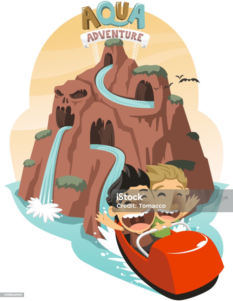 Water Coaster Rides Graphic Water Roller Coaster Amusement Park Stock Illustration - Download Image ...