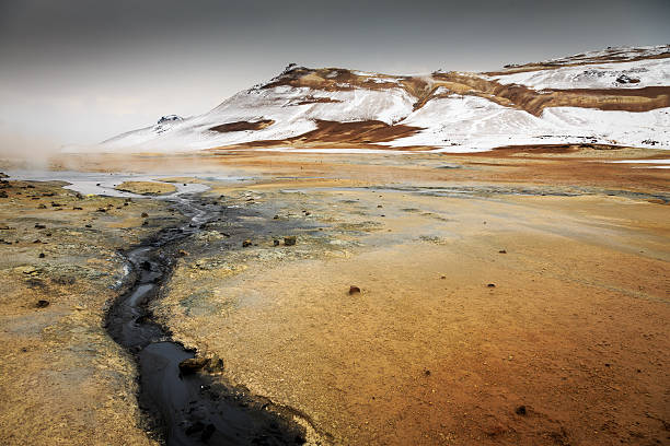 Námaskarð geothermal active volcanic area in North West Icelan stock photo