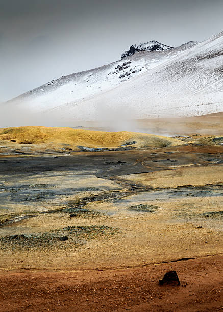 Námaskarð geothermal active volcanic area in North West Icelan stock photo