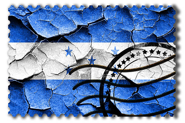 Grunge Honduras flag with some cracks and vintage look stock photo