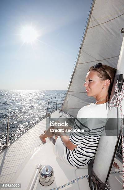 Scandinavian Woman On Sailing Yacht Stock Photo - Download Image Now - Beautiful Woman, Yacht, Adult