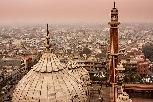 high angle view of the Delhi skyline