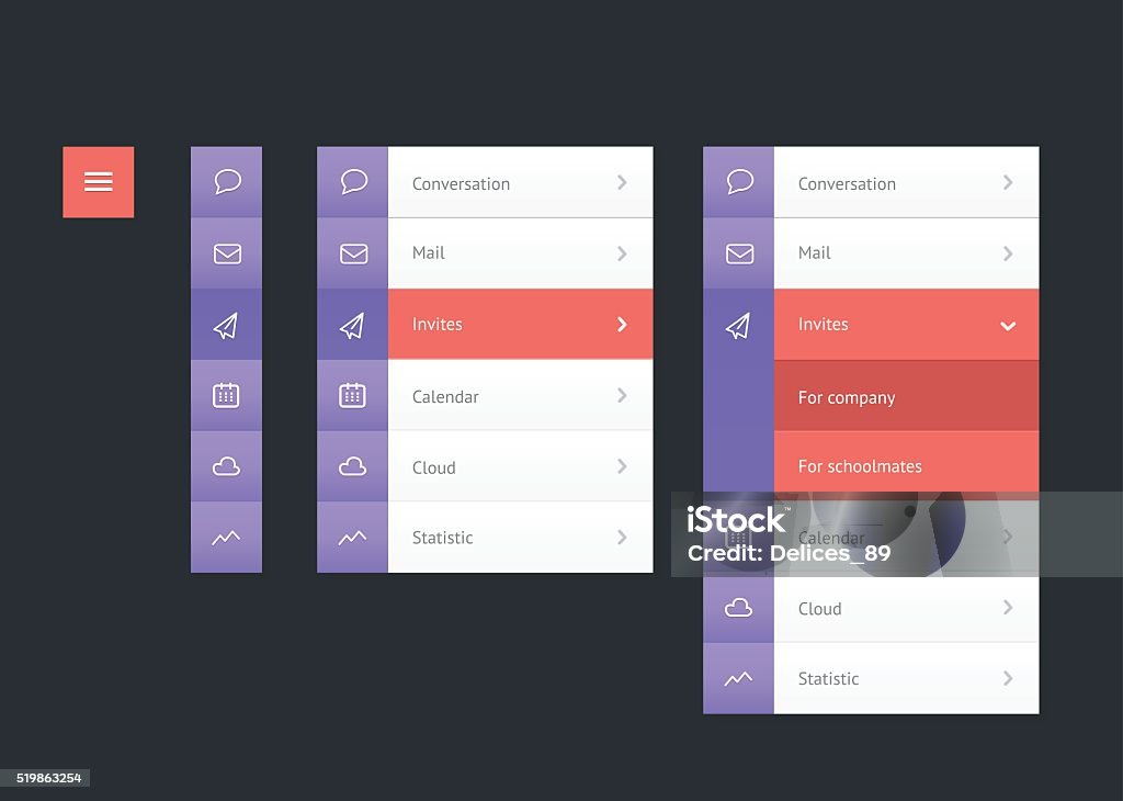 Vertical Vector Menu Ui Element Stock Illustration - Download Image Now ...