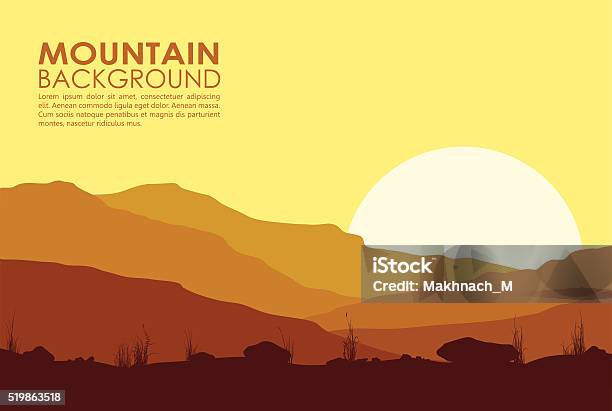 Sunset In The Mountains Stock Illustration - Download Image Now - Desert Area, Mountain, Colorado