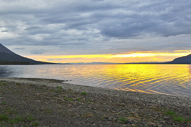 Sunset on a lake in Siberia.