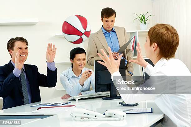 Leisure At Workplace Stock Photo - Download Image Now - Catching, Office, Sports Ball