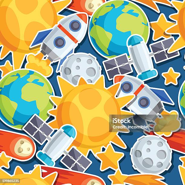 Seamless Pattern Of Solar System Planets And Celestial Bodies Stock Illustration - Download Image Now