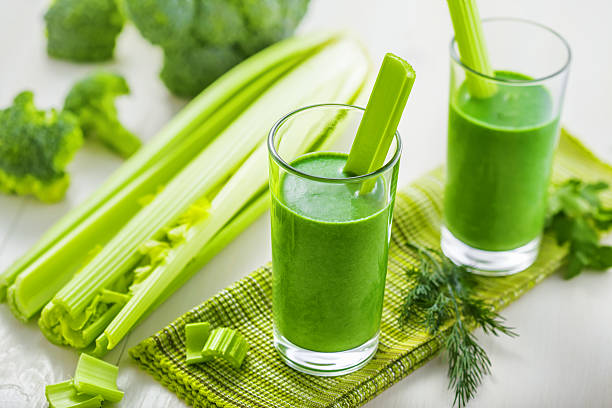 Healthy vegetable drink Celery and broccoli mix smoothie, healthy food, vegetable juice celery juice stock pictures, royalty-free photos & images