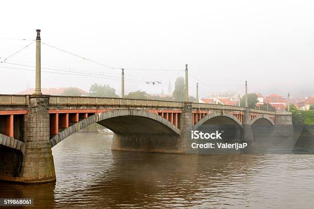Manes Bridge In Fog Prague Stock Photo - Download Image Now - Ancient, Architecture, Autumn