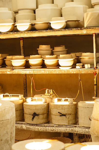 Drying ceramics stuff At Bat trang ceramics produce village-Ha Noi-Viet Nam bat trang stock pictures, royalty-free photos & images