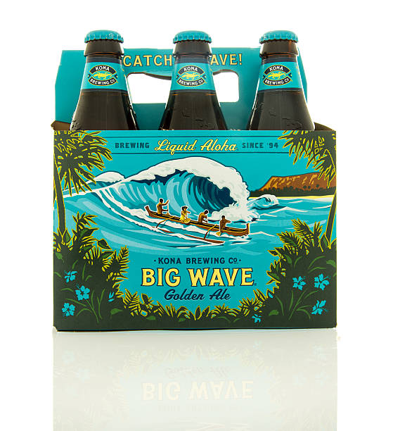 Six pack of Big Wave beer stock photo