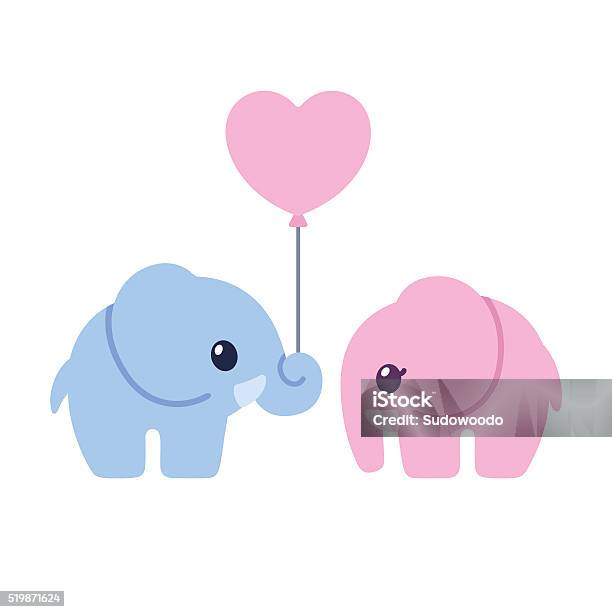 Cute Cartoon Elephant Couple Stock Illustration - Download Image Now - Animal, Art, Art And Craft