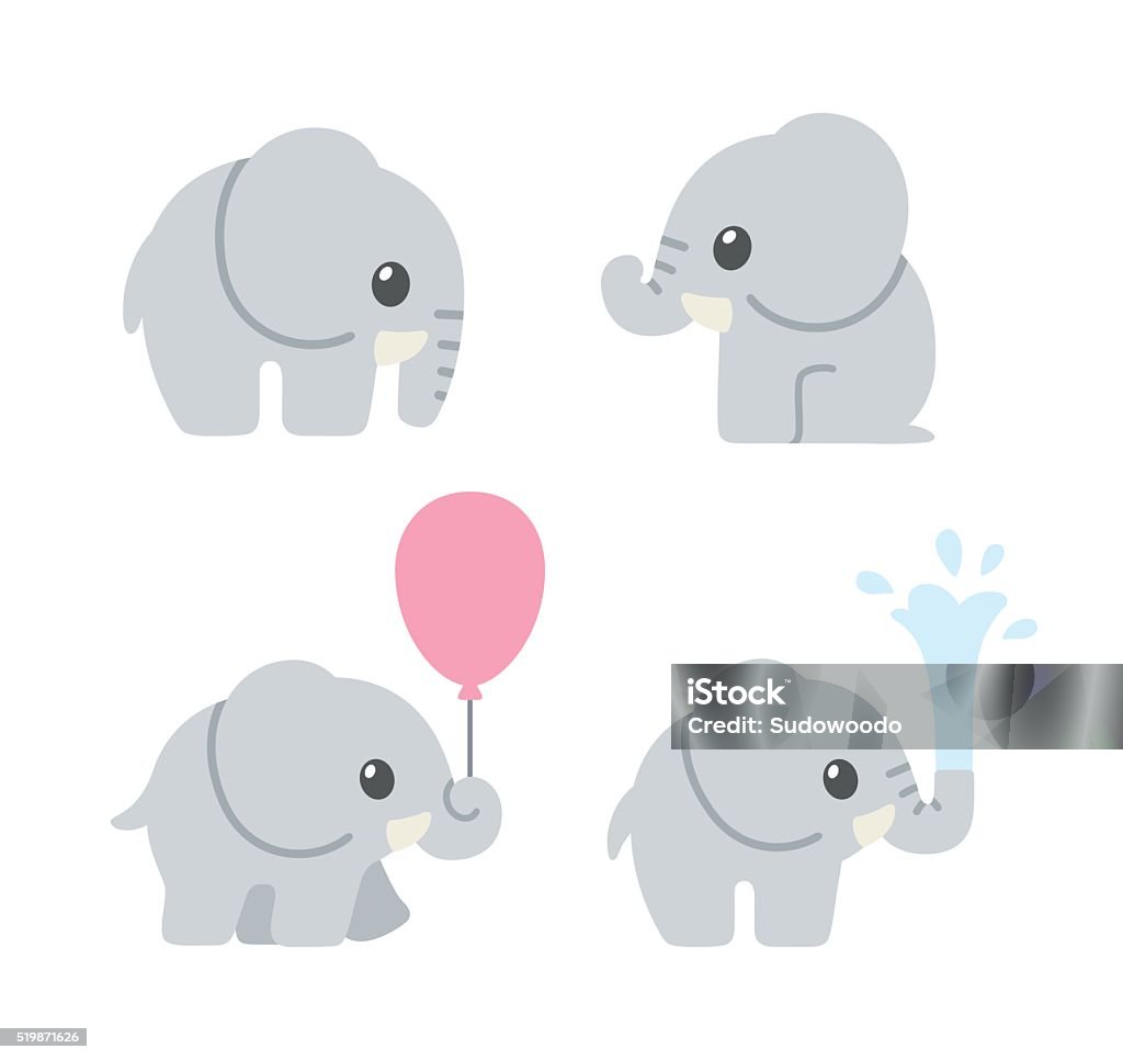 Cute cartoon baby elephant Cute cartoon baby elephant set. Adorable elephant illustrations for greeting cards and baby shower invitation design. Elephant stock vector
