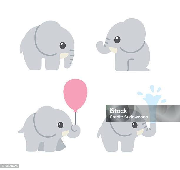 Cute Cartoon Baby Elephant Stock Illustration - Download Image Now - Elephant, Cartoon, Cute