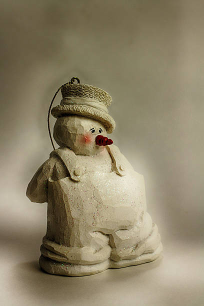 istock Sad Snowman Carved Wood Christmas Ornament 519873354