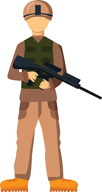 illustrations, cliparts, dessins animés et icônes de é.-u. troupe forces armées homme avec arme illustration - saluting veteran armed forces military