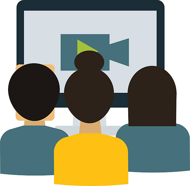 ilustrações de stock, clip art, desenhos animados e ícones de webinar sobre ilustração vetorial alunos - technology video conference public building advice