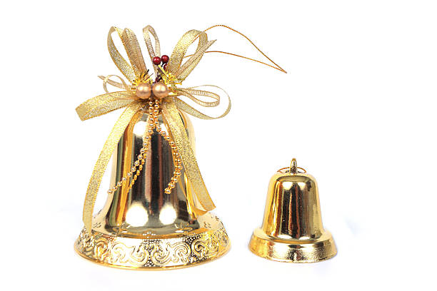 istock Christmas golden  bells on white background 27 519884817