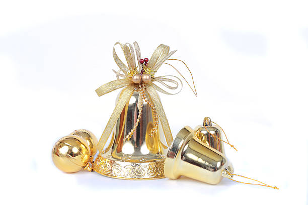 istock Christmas golden  bells on white background 41 519885377