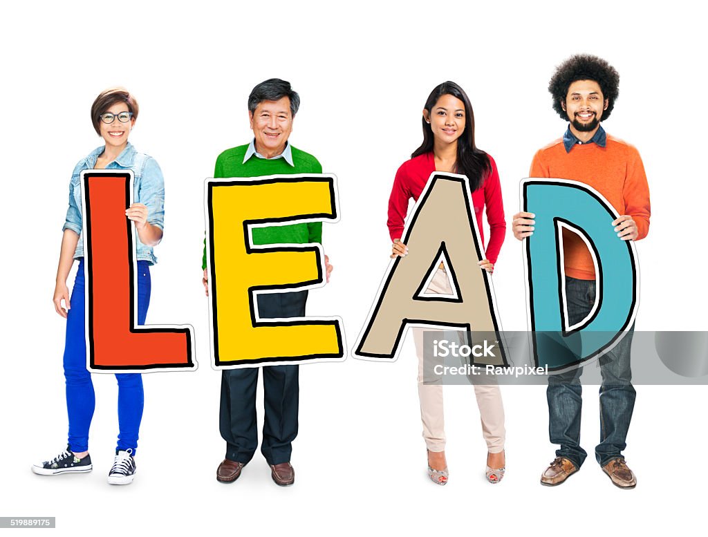 Multiethnic Group of People Holding Word Lead Active Seniors Stock Photo