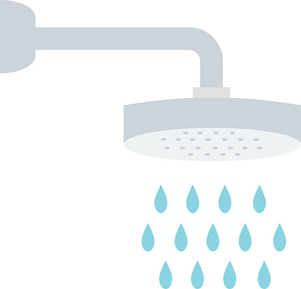 Beautiful bath with shower and soap cartoon flat vector illustration Shower icon and bath artoon shower vector. Beautiful water drops with shower and shower cartoon flat vector illustration. Shower drops bathroom designer shower house stock illustrations