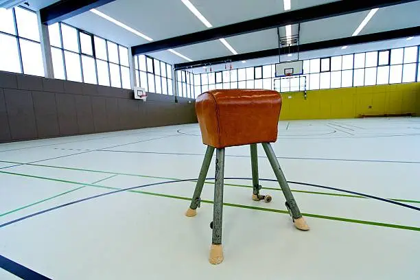 Gymnastic buck in a sports hall