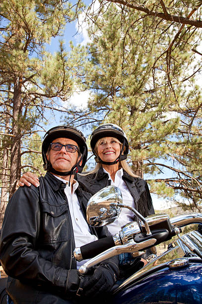 Senor couple with Motorcycle