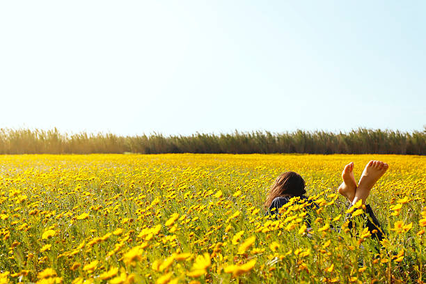 Relax woman on the grass in Cyprus.