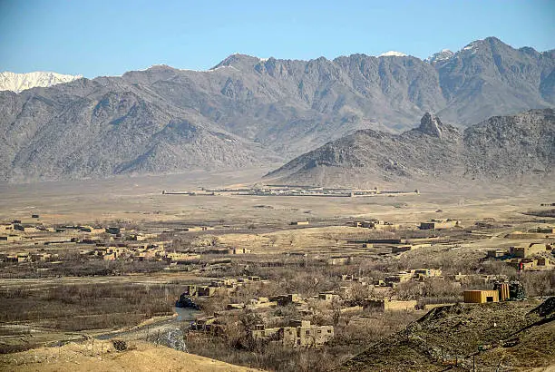 Photo of forward base, NATO, Afghanistan, landscape, dwelling