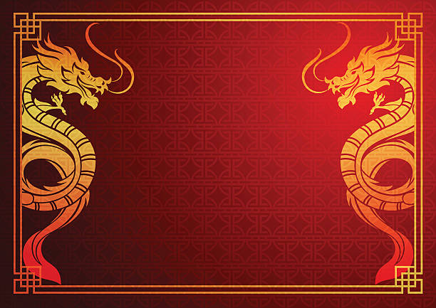 illustrations, cliparts, dessins animés et icônes de dragon chinois modèle - chinese background