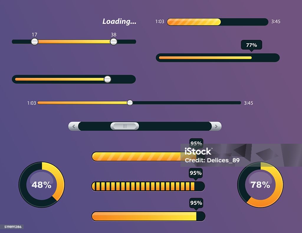 Vector Collection Of Buffering Elements And Progress Loading Bars Stock ...