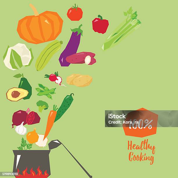 Healthy Cooking Concept Vector Illustration Stock Illustration - Download Image Now - Avocado, Bean, Beet