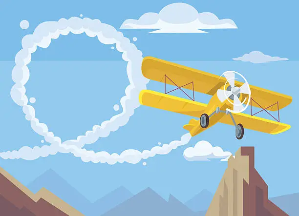 Vector illustration of Plane drawing message. Vector flat cartoon illustration