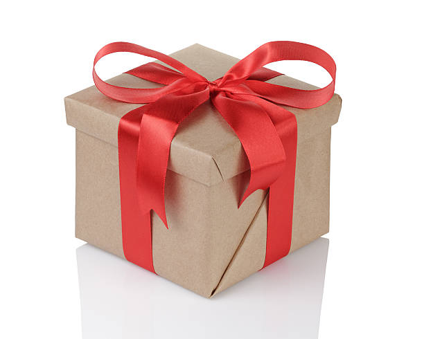 istock small gift box wraped in recycled paper with ribbon bow 519894354