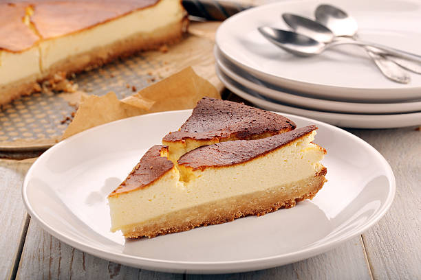 istock Cheesecake slice on wooden background 519895674