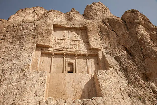 tombs and carved rock reliefs at the ancient necropolis of Naqsh-e Rustam, Iran