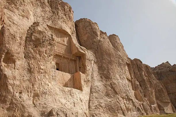 rock relief carvings at the tombs on the ancient necropolis of Naqsh-e Rustam in Iran